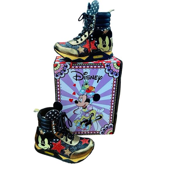 Rare Irregular Choice Disney Gosh Mickey Mouse Light Up Sneakers 7.5 w/ box VGUC - Picture 1 of 16